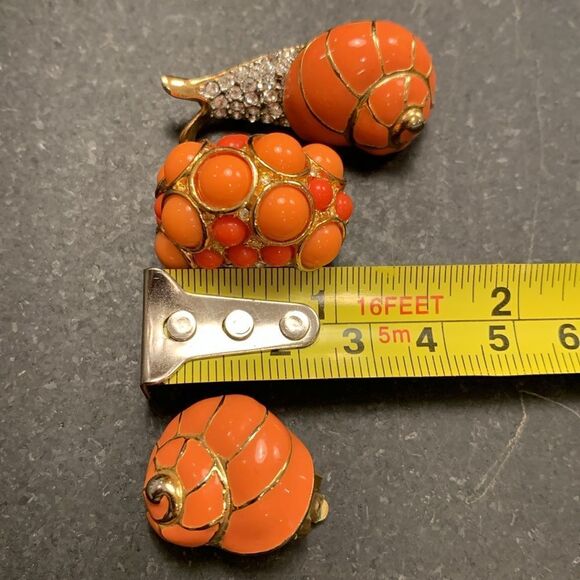 Vintage Kenneth Lane Jewelry Set - Snail Brooch Pin, Earrings from 70s 80s, KJL - Picture 9 of 9